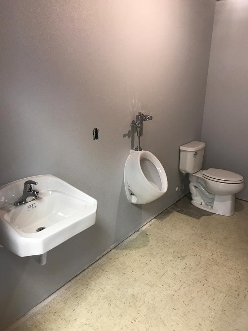 Commercial restroom plumbing