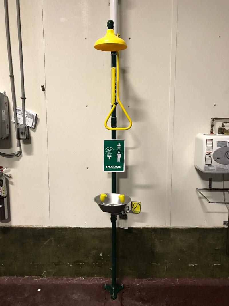Commercial eye wash station installation